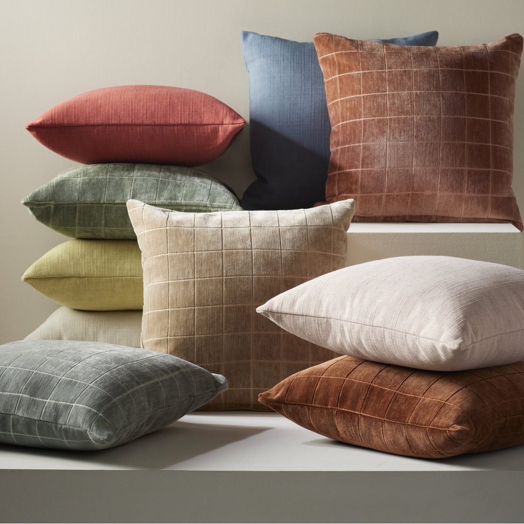 Otterville Velvet Grid Throw Pillow